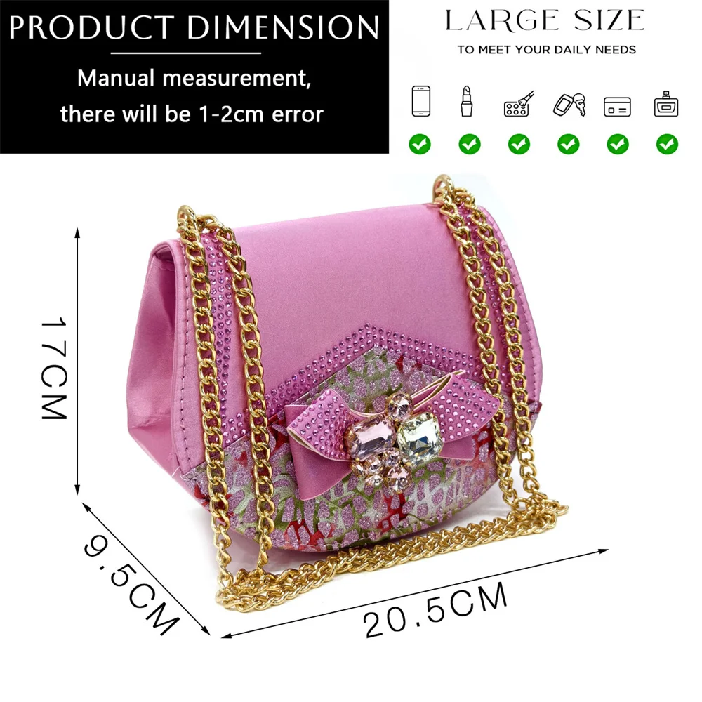 2024 Rhinestone Design INS Hot Sale New Arrivals African Shoes and Bag Set in Blue Color Open Toe Comfortable Women Heels