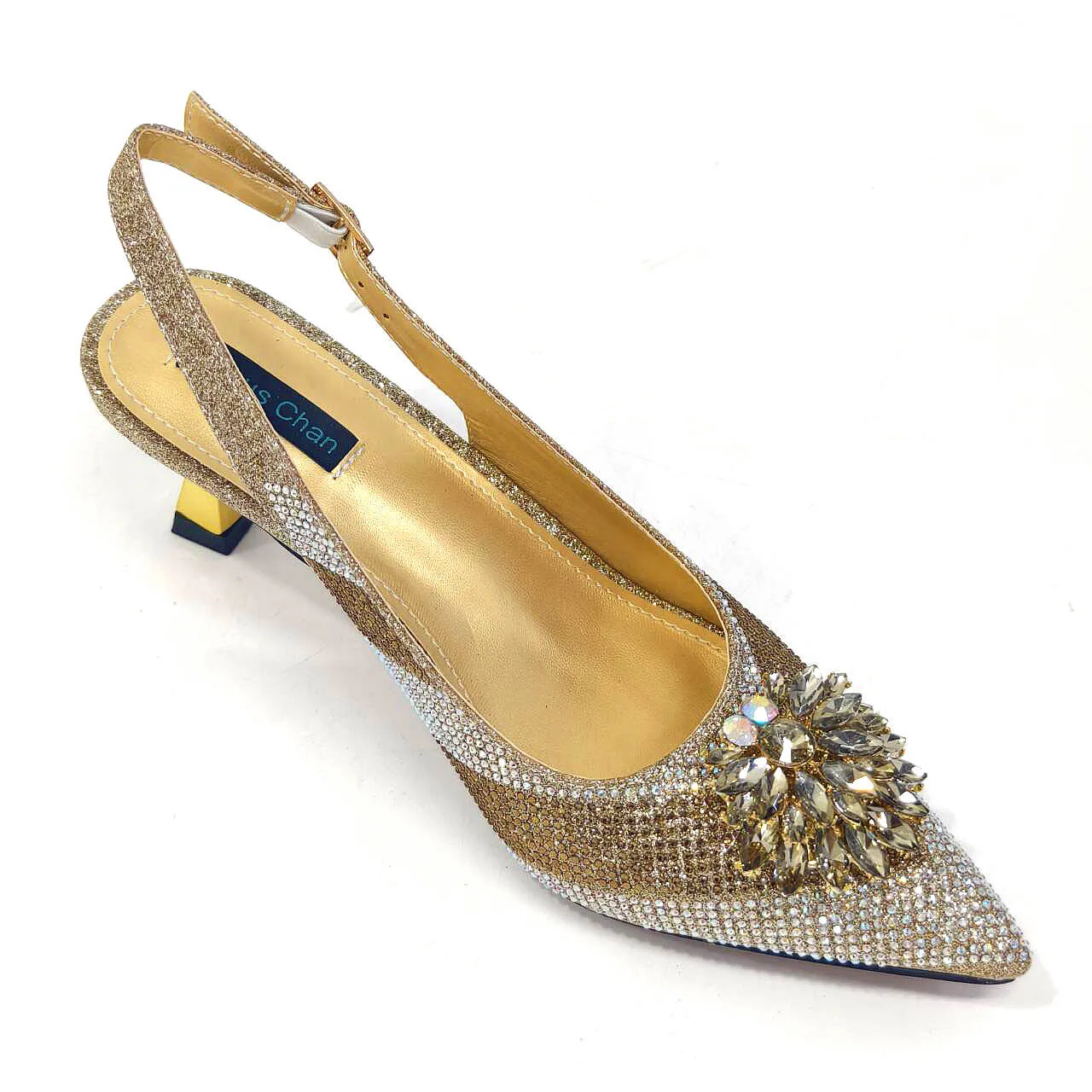 Venus Chan Italian Shoes and Bags Matching Set 2024 Silver Color Rhinestone Fashion High Heels for Women Pointed Toe Pumps