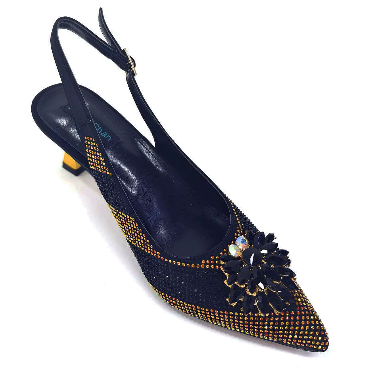 Venus Chan Italian Shoes and Bags Matching Set 2024 Silver Color Rhinestone Fashion High Heels for Women Pointed Toe Pumps