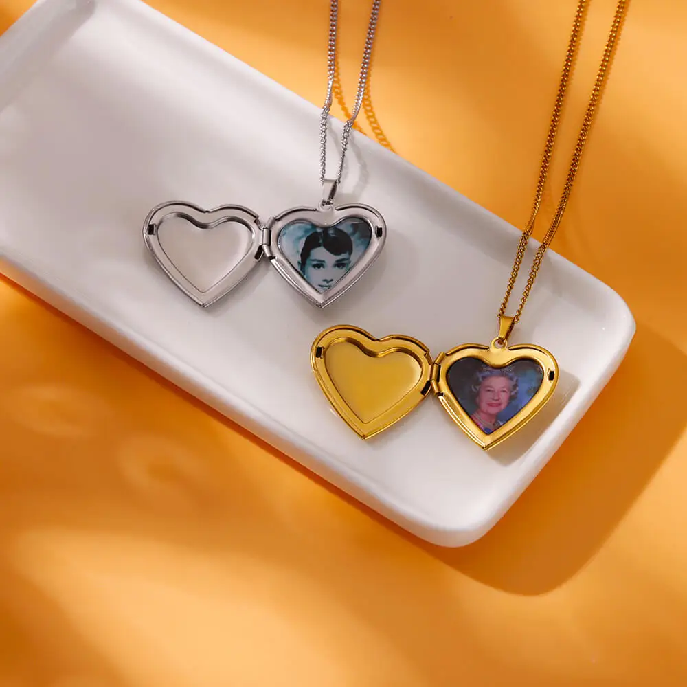 Stainless Steel Custom Photo Heart Locket Necklace for Woman Personalized Family Friends Picture Pendant Memorial Jewelry Gifts