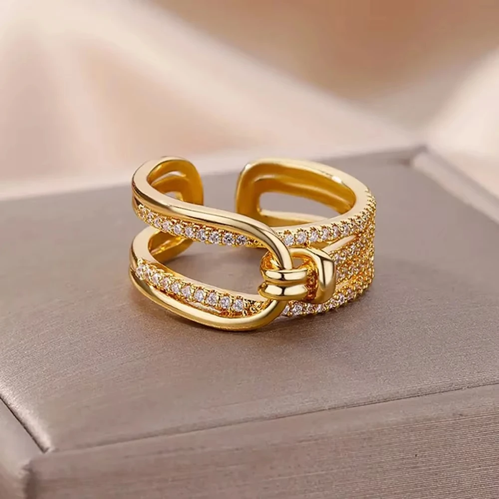 Gold Color Stainless Steel Colored Imitation jade heart-Shaped Opening Ring For Women Adjustable Charm Finger Ring Jewelry Gift
