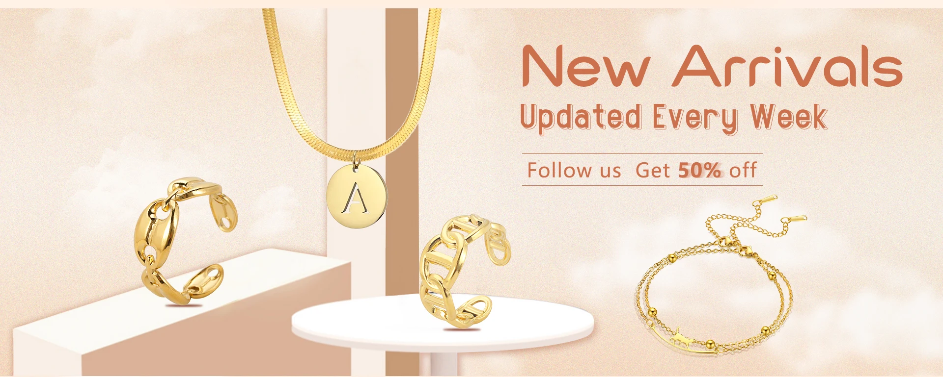Cazador Gold Color Initial Letter Hexagon Pendant Necklaces for Women Stainless Steel A-Z Choker Chain Jewelry Birthday Gifts