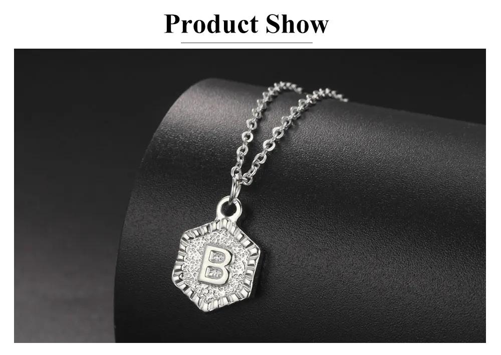 Cazador Gold Color Initial Letter Hexagon Pendant Necklaces for Women Stainless Steel A-Z Choker Chain Jewelry Birthday Gifts