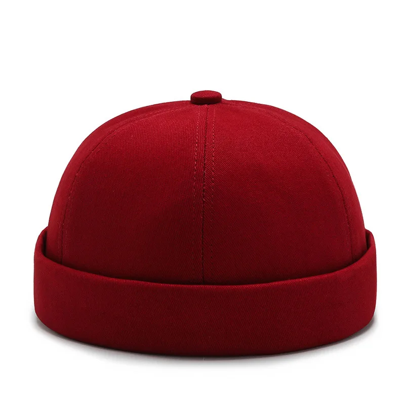 Vintage Men's Summer Cotton Brimless Skullies Cap Solid Color Street Portable Docker Hats Multipurpose Beanie Hat Hip Hop Hats