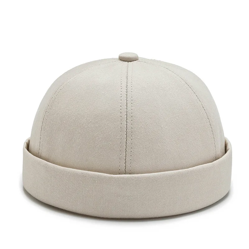 Vintage Men's Summer Cotton Brimless Skullies Cap Solid Color Street Portable Docker Hats Multipurpose Beanie Hat Hip Hop Hats