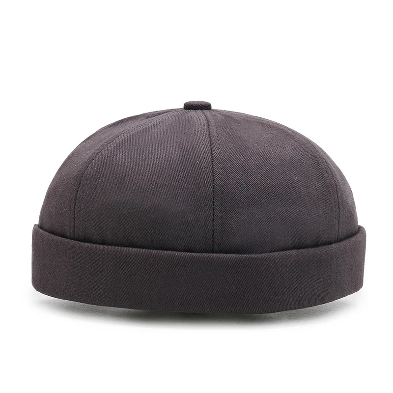 Vintage Men's Summer Cotton Brimless Skullies Cap Solid Color Street Portable Docker Hats Multipurpose Beanie Hat Hip Hop Hats