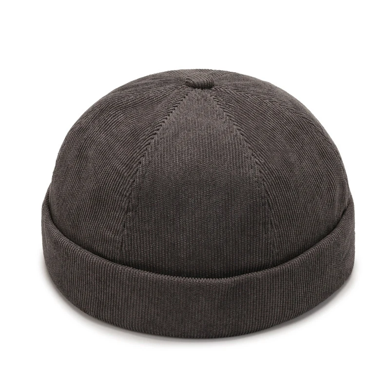 Vintage Men's Summer Cotton Brimless Skullies Cap Solid Color Street Portable Docker Hats Multipurpose Beanie Hat Hip Hop Hats