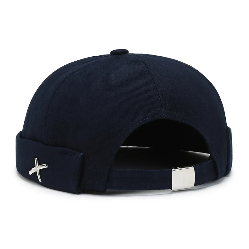 Vintage Men's Summer Cotton Brimless Skullies Cap Solid Color Street Portable Docker Hats Multipurpose Beanie Hat Hip Hop Hats