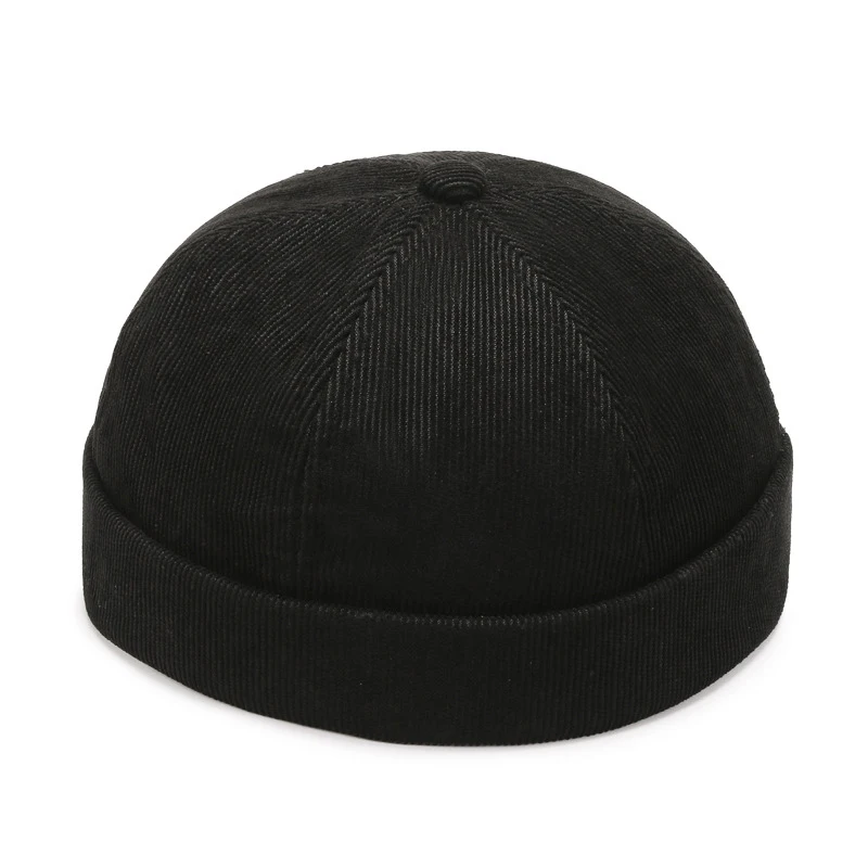 Vintage Men's Summer Cotton Brimless Skullies Cap Solid Color Street Portable Docker Hats Multipurpose Beanie Hat Hip Hop Hats