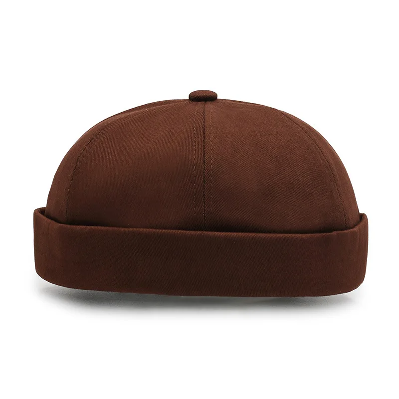 Vintage Men's Summer Cotton Brimless Skullies Cap Solid Color Street Portable Docker Hats Multipurpose Beanie Hat Hip Hop Hats