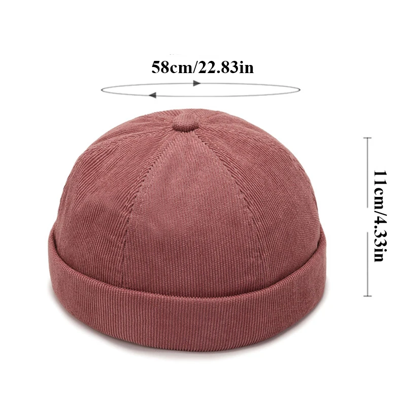 Vintage Men's Summer Cotton Brimless Skullies Cap Solid Color Street Portable Docker Hats Multipurpose Beanie Hat Hip Hop Hats