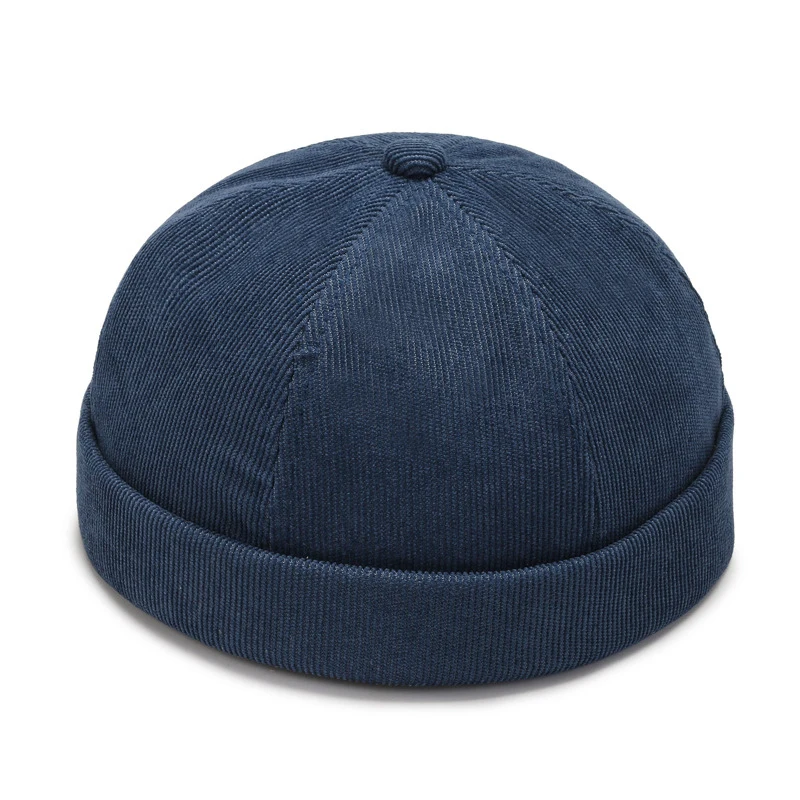 Vintage Men's Summer Cotton Brimless Skullies Cap Solid Color Street Portable Docker Hats Multipurpose Beanie Hat Hip Hop Hats