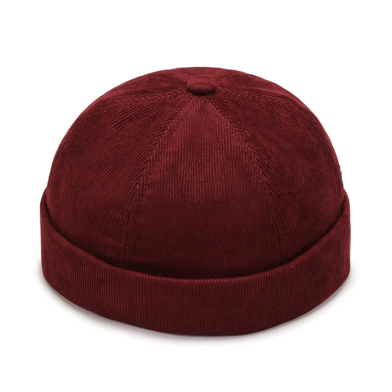 Vintage Men's Summer Cotton Brimless Skullies Cap Solid Color Street Portable Docker Hats Multipurpose Beanie Hat Hip Hop Hats