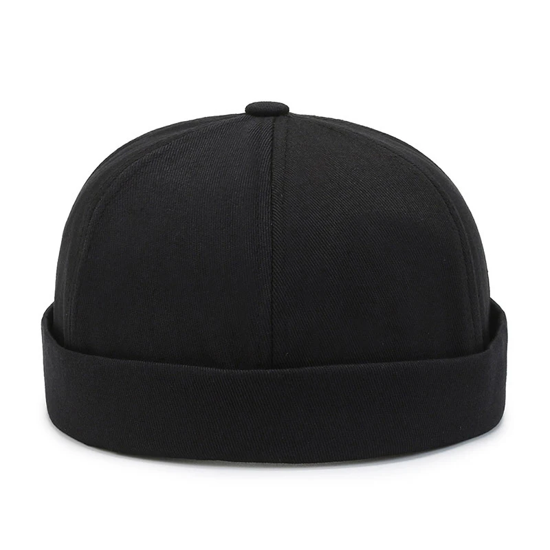Vintage Men's Summer Cotton Brimless Skullies Cap Solid Color Street Portable Docker Hats Multipurpose Beanie Hat Hip Hop Hats