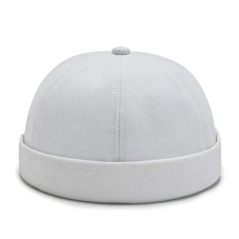 Vintage Men's Summer Cotton Brimless Skullies Cap Solid Color Street Portable Docker Hats Multipurpose Beanie Hat Hip Hop Hats