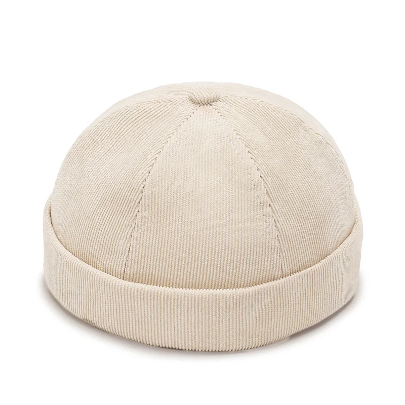 Vintage Men's Summer Cotton Brimless Skullies Cap Solid Color Street Portable Docker Hats Multipurpose Beanie Hat Hip Hop Hats