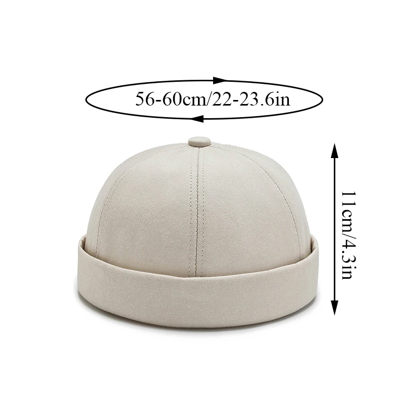 Vintage Men's Summer Cotton Brimless Skullies Cap Solid Color Street Portable Docker Hats Multipurpose Beanie Hat Hip Hop Hats