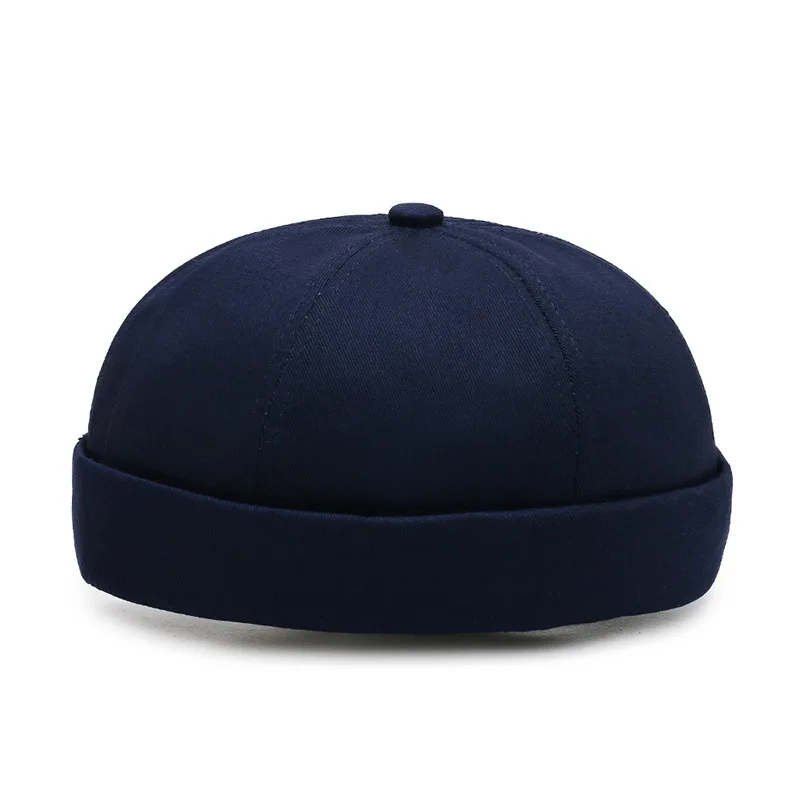 Vintage Men's Summer Cotton Brimless Skullies Cap Solid Color Street Portable Docker Hats Multipurpose Beanie Hat Hip Hop Hats