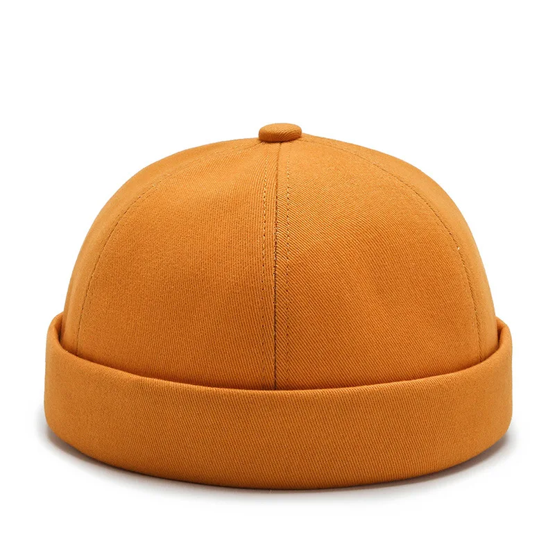 Vintage Men's Summer Cotton Brimless Skullies Cap Solid Color Street Portable Docker Hats Multipurpose Beanie Hat Hip Hop Hats