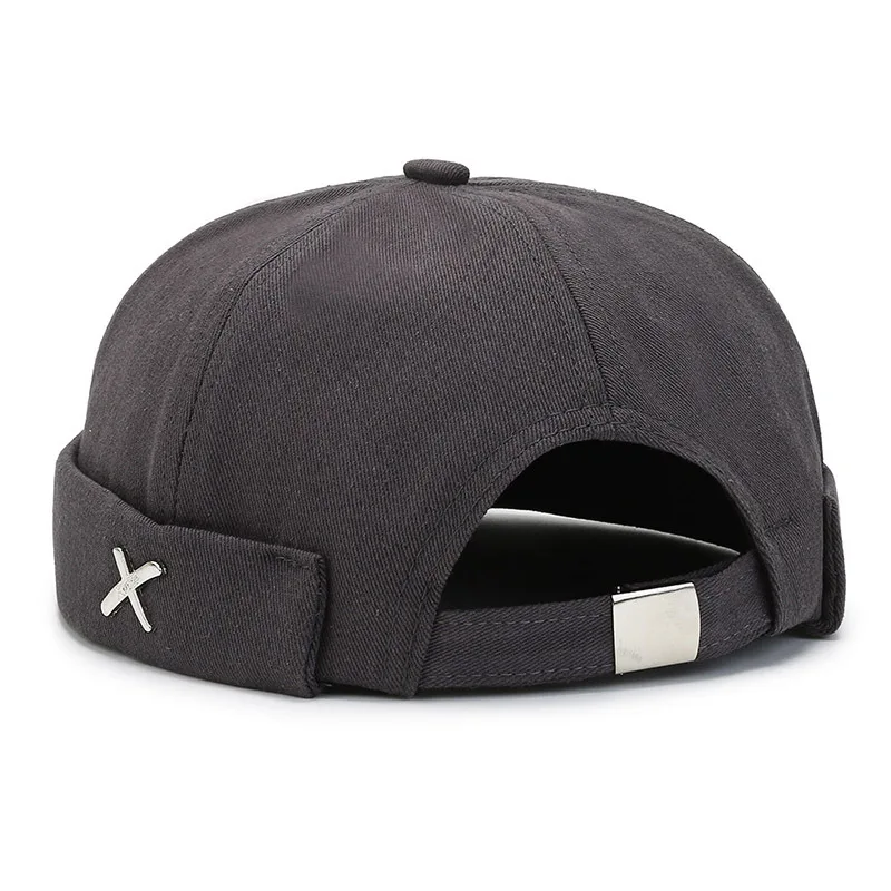 Vintage Men's Summer Cotton Brimless Skullies Cap Solid Color Street Portable Docker Hats Multipurpose Beanie Hat Hip Hop Hats