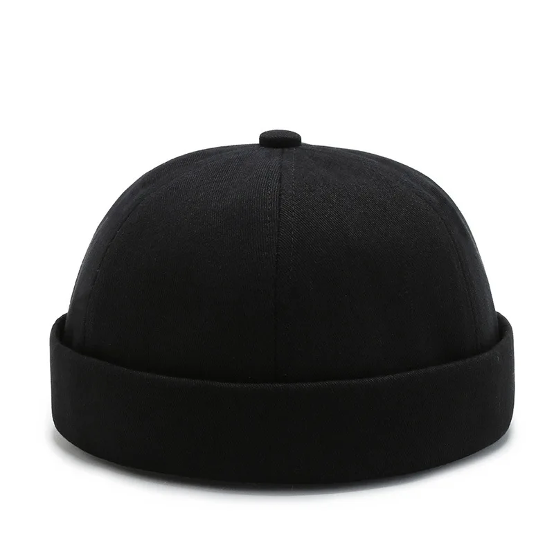 Vintage Men's Summer Cotton Brimless Skullies Cap Solid Color Street Portable Docker Hats Multipurpose Beanie Hat Hip Hop Hats