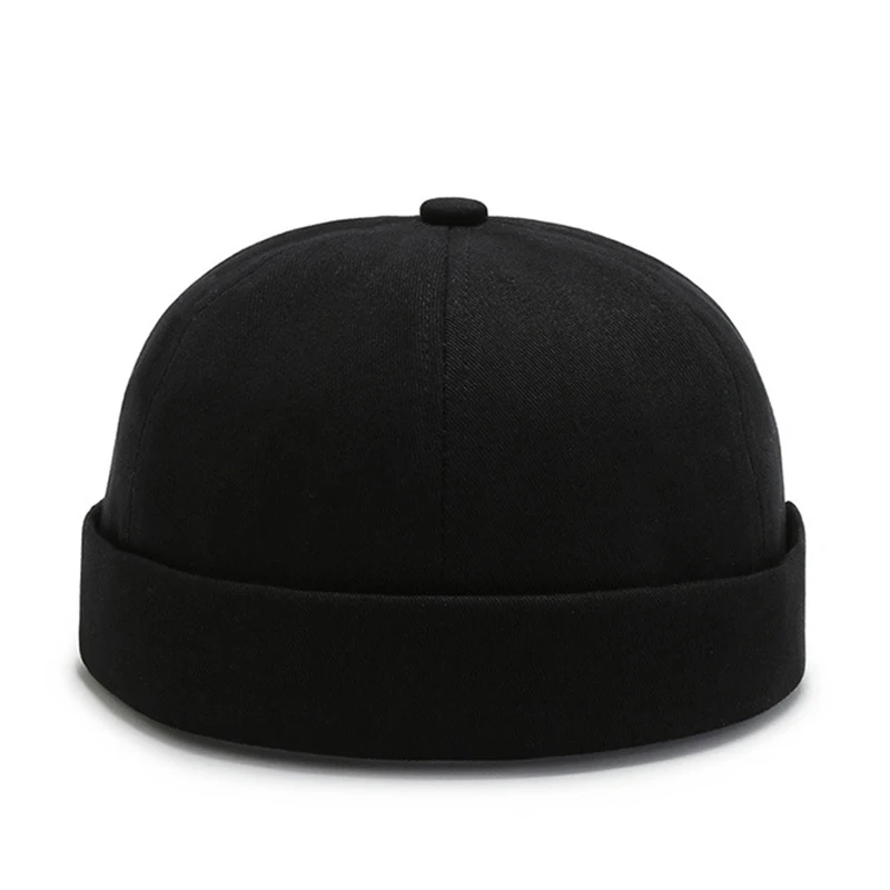 Vintage Men's Summer Cotton Brimless Skullies Cap Solid Color Street Portable Docker Hats Multipurpose Beanie Hat Hip Hop Hats