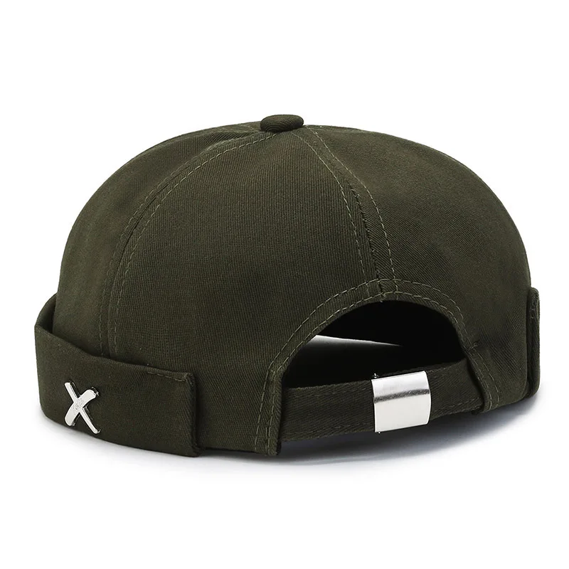 Vintage Men's Summer Cotton Brimless Skullies Cap Solid Color Street Portable Docker Hats Multipurpose Beanie Hat Hip Hop Hats