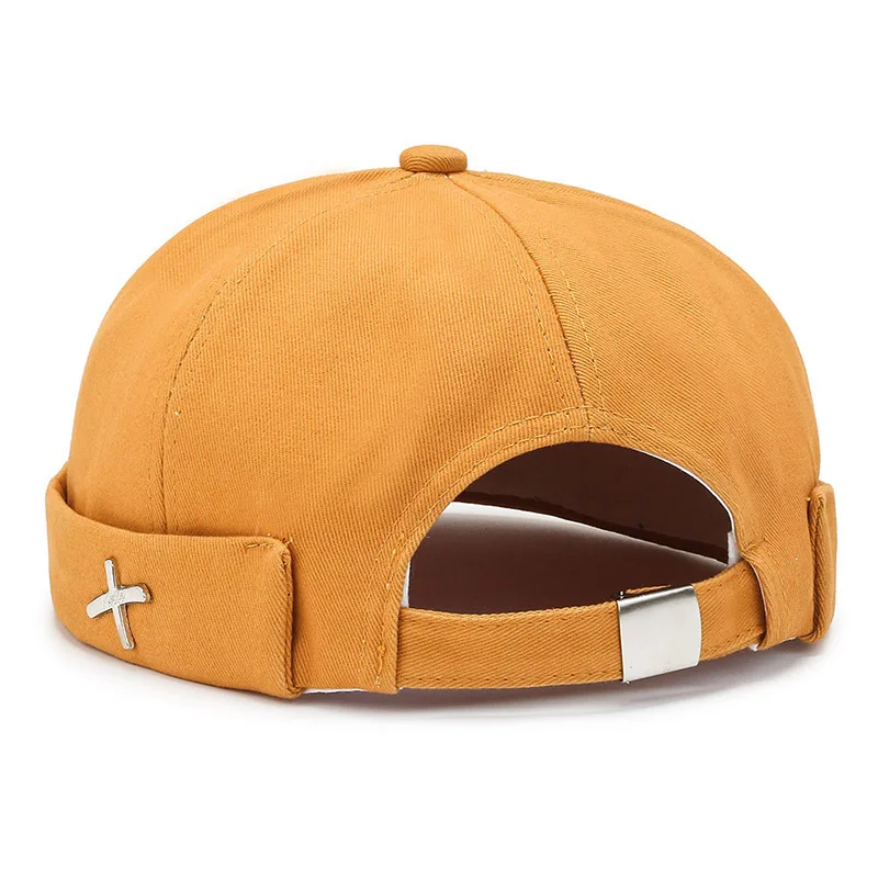 Vintage Men's Summer Cotton Brimless Skullies Cap Solid Color Street Portable Docker Hats Multipurpose Beanie Hat Hip Hop Hats