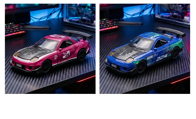 1:36 NISSAN GTR & RX7 MX5 Openable Doors Pull Back Toy, Painted Vehicle Collectible Ornament, Ideal Birthday Gift for Kids