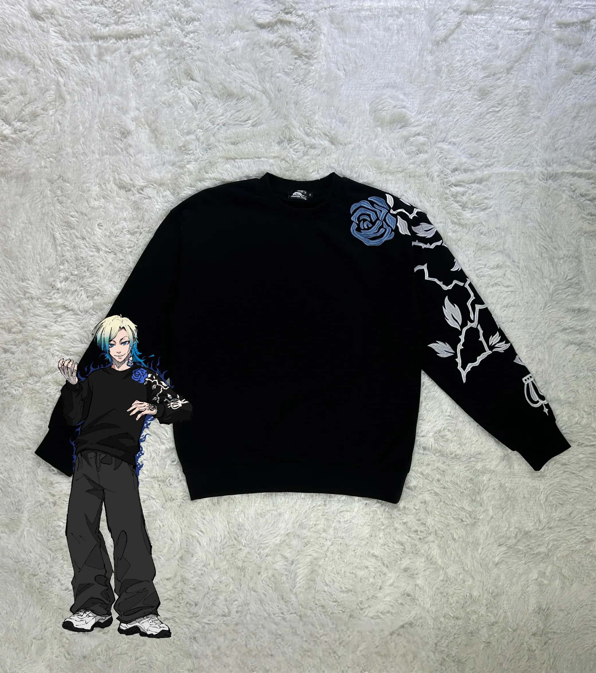 Y2K Trendy Japanese Anime Casual Pullover Kaiser Sweatshirt Autumn and Winter Warm Round Neck Knitted Unisex Clothing Retro