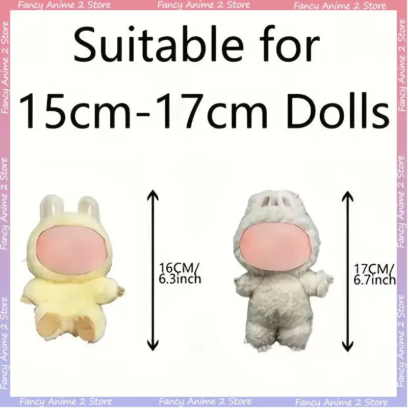 Kawaii Cartoon Anime Cosplay Clothing for 17cm Labubu Mini Plush Dolls Cute Costume Outfits Handmade Dolls Accessories Good Gift