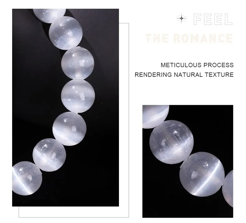 JD Natural White Selenite Stone Bead Bracelet Women Men 100% Real Gypsum Round Stone 6 8 10mm Stretch Bangles Mineral Yoga Gift
