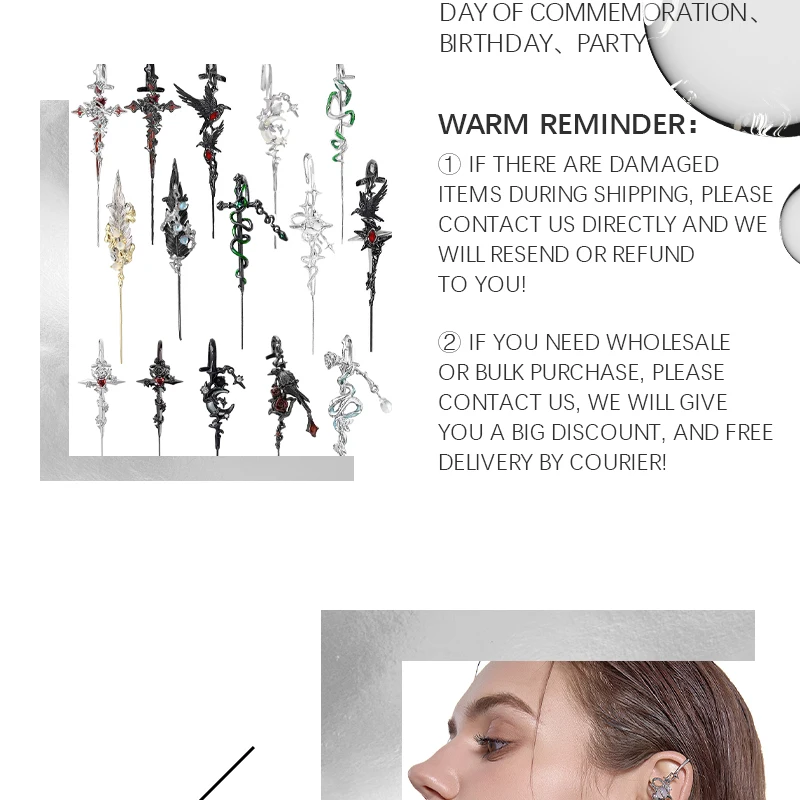 ZHUHE Ear Piercing Large Collection Cyberpunk Style Jewelry Accessories For Women And Men Party Gifts