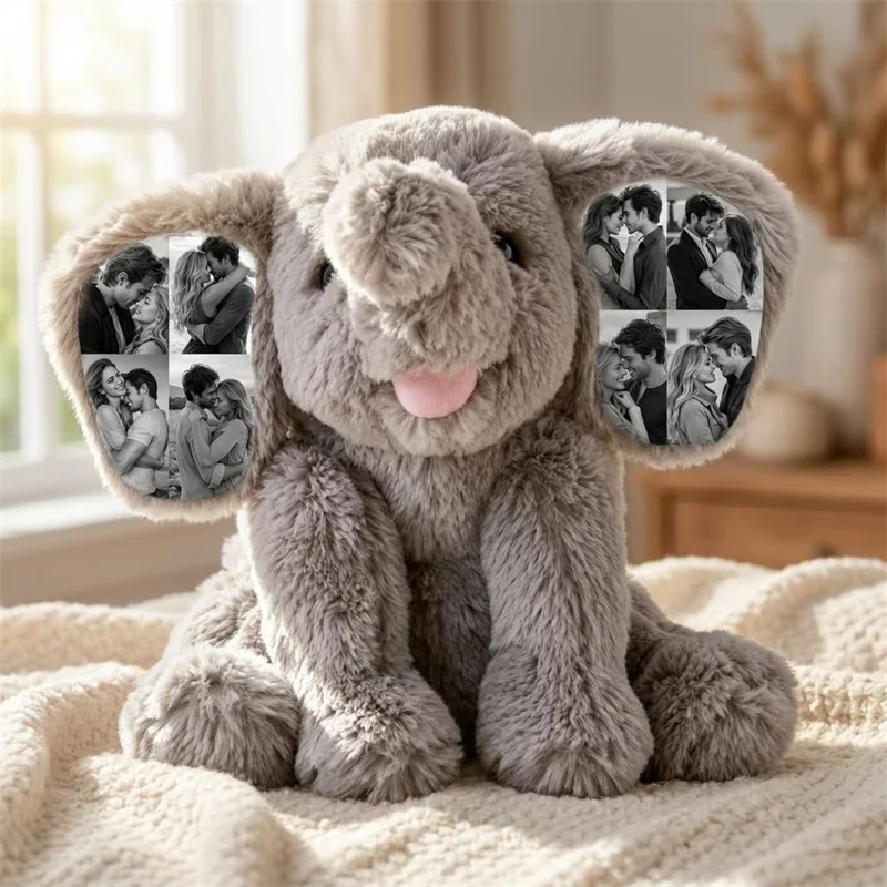 Custom Photo Plush Elephant Personalized Memory Keepsake Gift Jewelry Ornaments