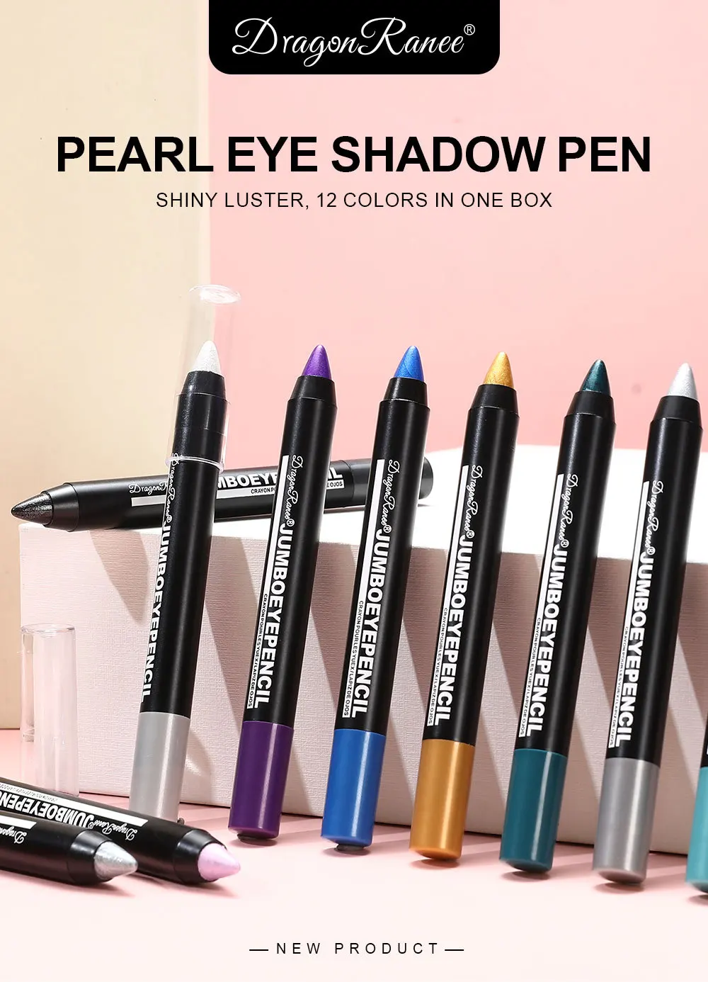 Smoky Dark Green Eyeshadow Pencil Stick Waterproof Pearlescent 12 Colors Metallic Glitter Eye Shadow Highlighter Pen Makeup Tool