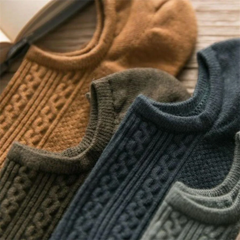 10 Pieces=5 Pairs Twists Cotton Tube Socks for Men Short Boat Socks Invisible Summer Thin Versatile Anti Odor Calcetines