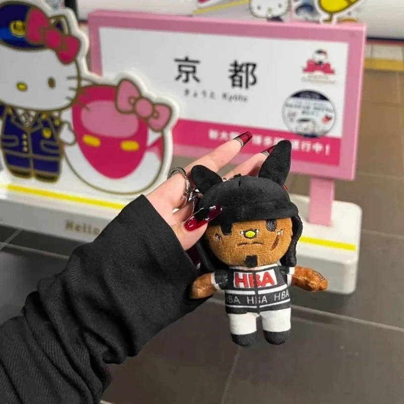 Playboi Carti 10CM Hello Kitty Outfit Bunny Ears Stuffed toy keychain kawaii Stuffed doll Rap Kitty cat Creative Backpack Charm