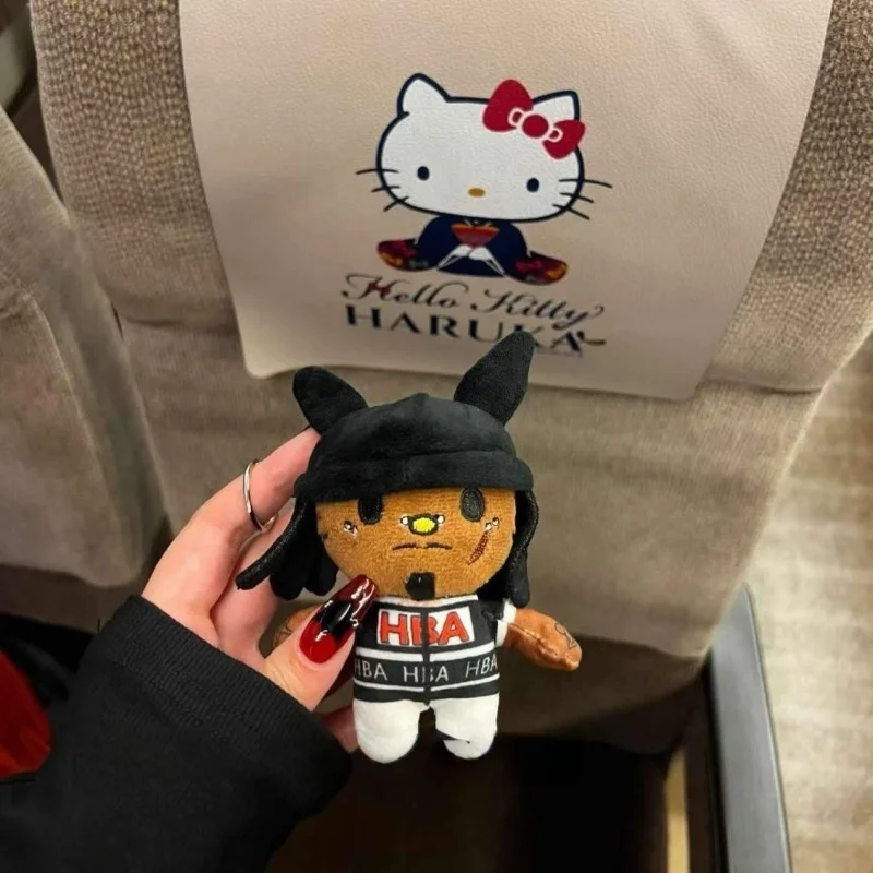 Playboi Carti 10CM Hello Kitty Outfit Bunny Ears Stuffed toy keychain kawaii Stuffed doll Rap Kitty cat Creative Backpack Charm