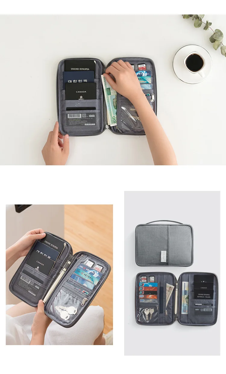 Travel Wallet Family Passport Holder Multi-pockets Waterproof Document Case Organizer Travel accessories Document Bag Cardholder