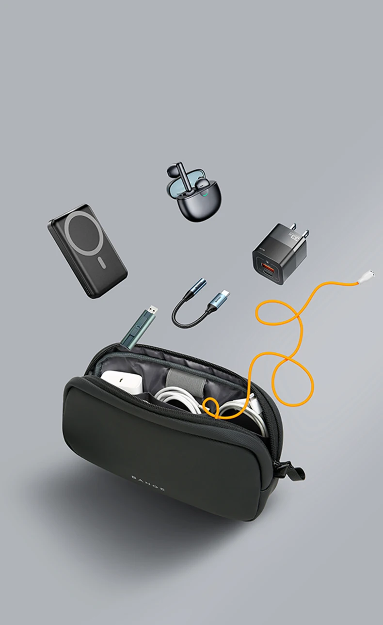 BANGE Travel Organizer Bag Power Bank Mini Pouch Electronics Gadgets Accessorie Case for USB Cable Cords,Hard Drives Storage Bag