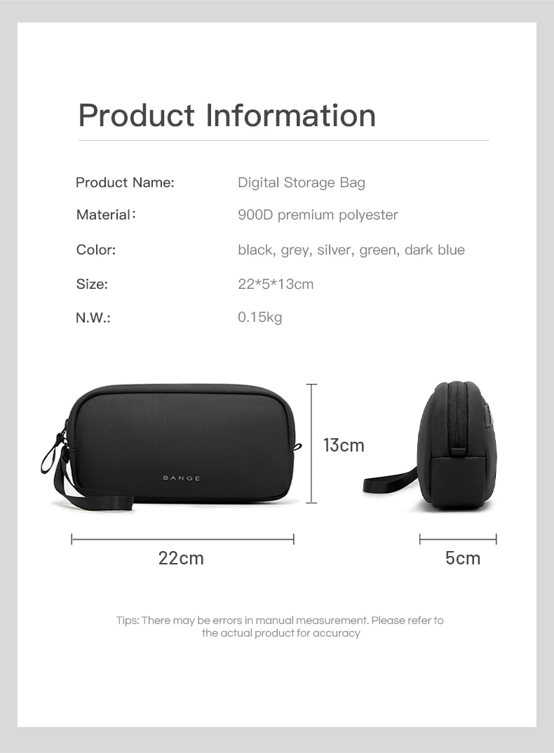 BANGE Travel Organizer Bag Power Bank Mini Pouch Electronics Gadgets Accessorie Case for USB Cable Cords,Hard Drives Storage Bag