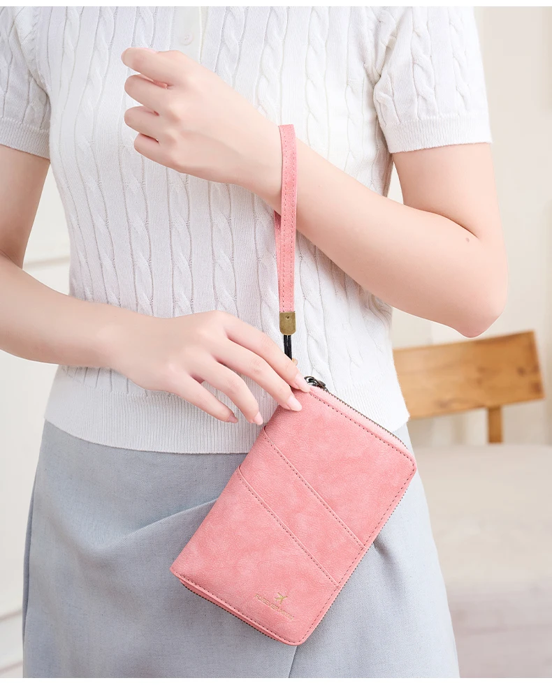 Multifunctional Anti-Theft RFID Women's Passport Holder Portable Zippered Storage Bag Passport Holder with a Hidden AirTag Pocke