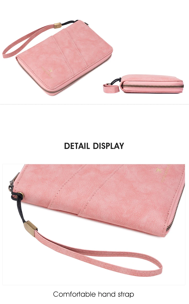 Multifunctional Anti-Theft RFID Women's Passport Holder Portable Zippered Storage Bag Passport Holder with a Hidden AirTag Pocke