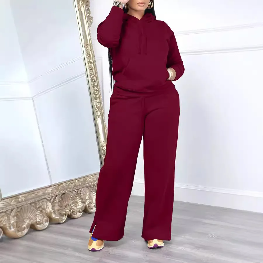 Dres Sportowy Damski Solid Color Hooded Sweatshirt Pants Casual Long-sleeved Autumn Winter Suit Two Piece Set Women Outfit 2025