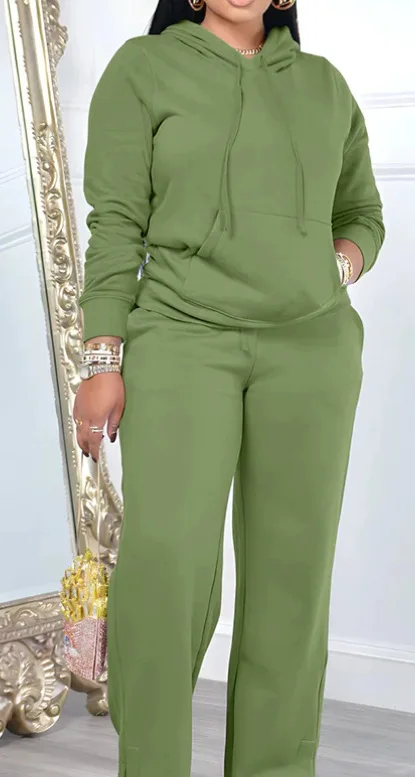 Dres Sportowy Damski Solid Color Hooded Sweatshirt Pants Casual Long-sleeved Autumn Winter Suit Two Piece Set Women Outfit 2025