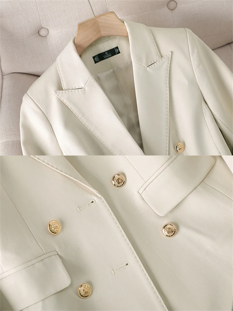 Fashion Office Ladies Pant Suit 2 Piece Sets Women Solid Double-breasted Business Work Wear Blazer Jacket and Trouser Female