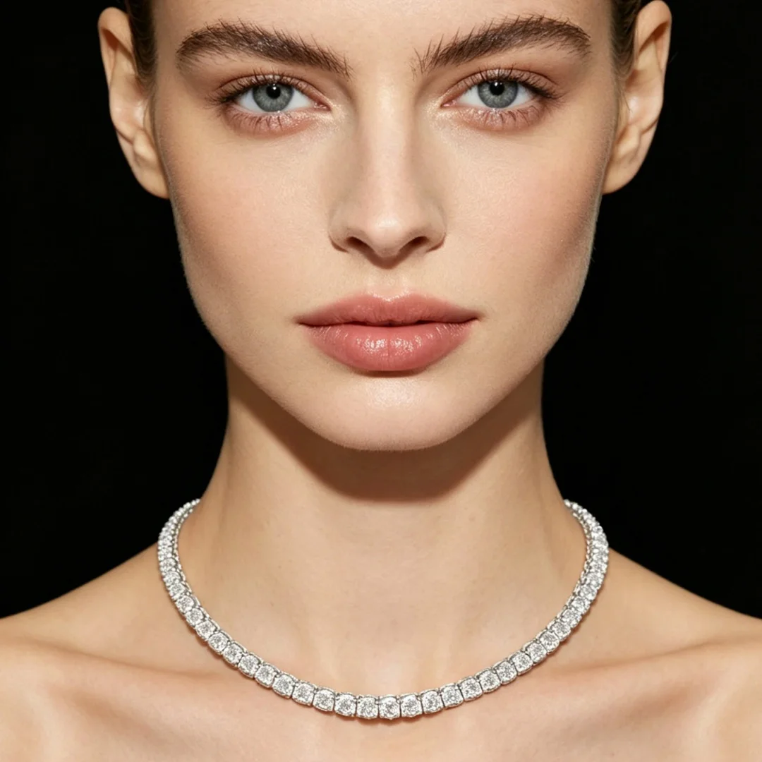 D VVS1 Moissanite Tennis Necklace 100% 925 Sterling Silver 2-6mm with GRA Necklaces for Women Man Wedding Jewelry Fashion Gift