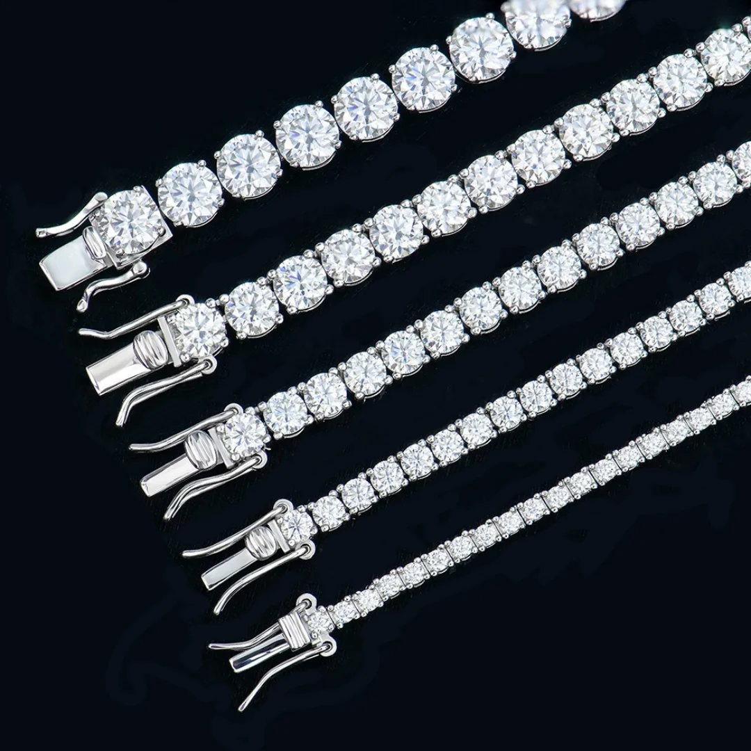 D VVS1 Moissanite Tennis Necklace 100% 925 Sterling Silver 2-6mm with GRA Necklaces for Women Man Wedding Jewelry Fashion Gift
