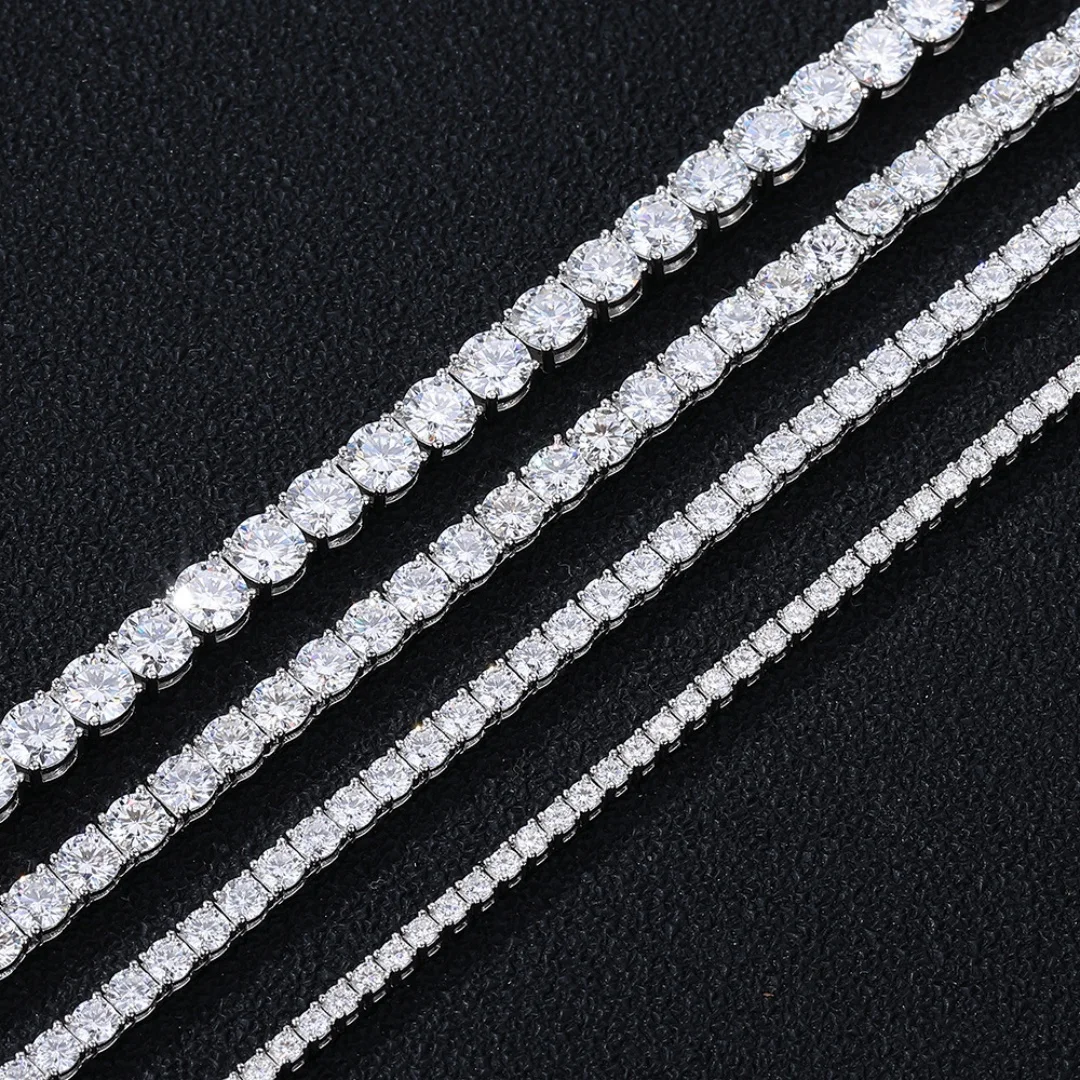 D VVS1 Moissanite Tennis Necklace 100% 925 Sterling Silver 2-6mm with GRA Necklaces for Women Man Wedding Jewelry Fashion Gift