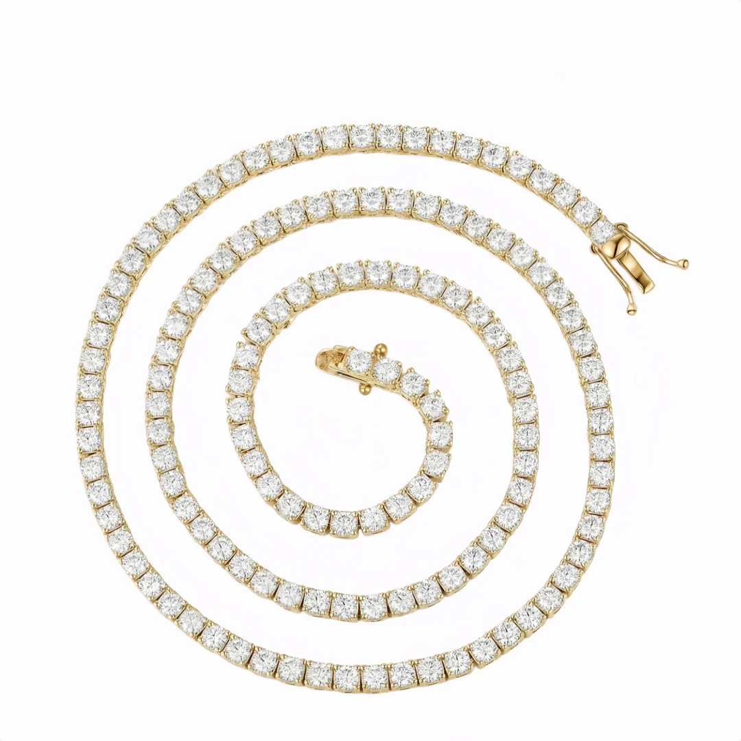 D VVS1 Moissanite Tennis Necklace 100% 925 Sterling Silver 2-6mm with GRA Necklaces for Women Man Wedding Jewelry Fashion Gift
